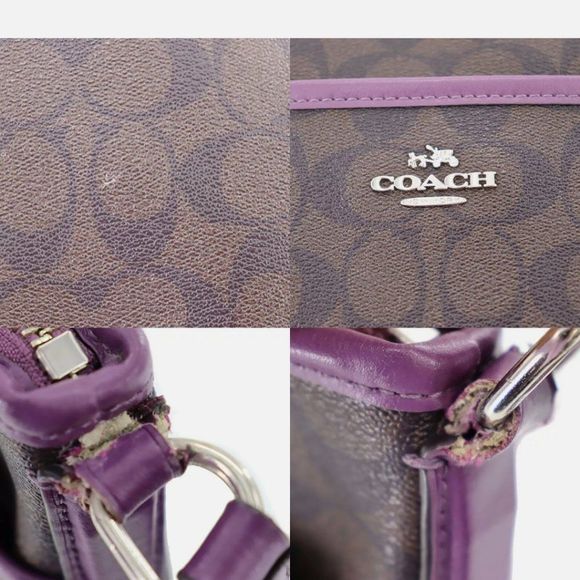 COACH Signature Used Shoulder Bag PVC Leather Brown Myanmar Authentic #BE924 M - Picture 6 of 11